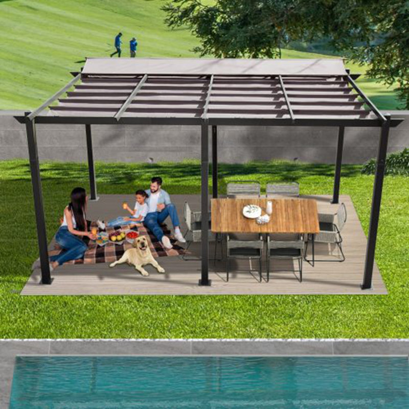Pergola rétractable polyvalente pour tout espace extérieur, Gris foncé