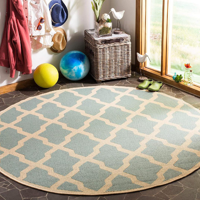 Adler Performance Geometric Indoor/Outdoor Area Rug, Round 6'7"