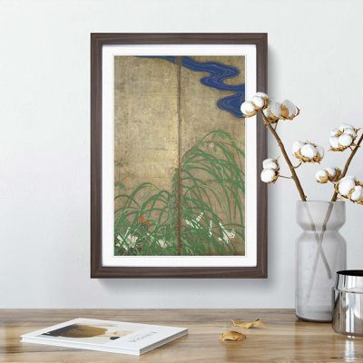 Flowers in the Grass by Sakai Hoitsu - Framed Print