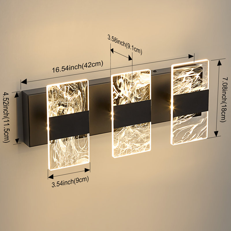 3 - Light Dimmable Vanity Light LED Wall Sconce, Matte Black