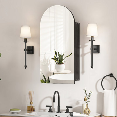 Aishwarya 40mm W 80mm H Framed Medicine Cabinet Mirror 3 Fixed