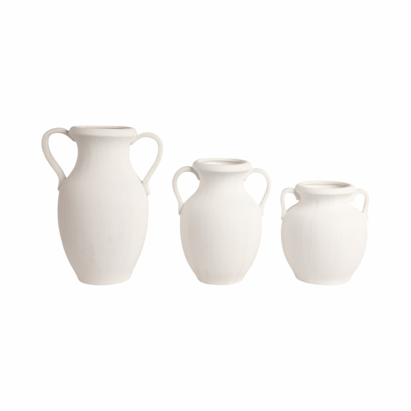 Tiyler Black Weathered Jug With Handles, 10" H x 9" W x 8" D, White