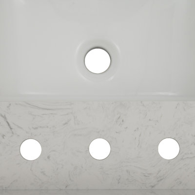 Kellian l 60 po x P 21 po Meuble-lavabo en chêne et en pierre reconstituée avec double vasque rectangulaire encastrable