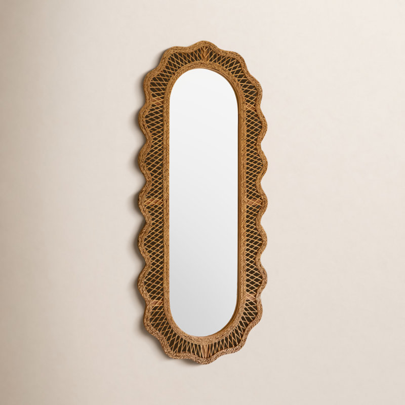 RATTAN SQUIGGLE FRAMED OVAL MIRROR