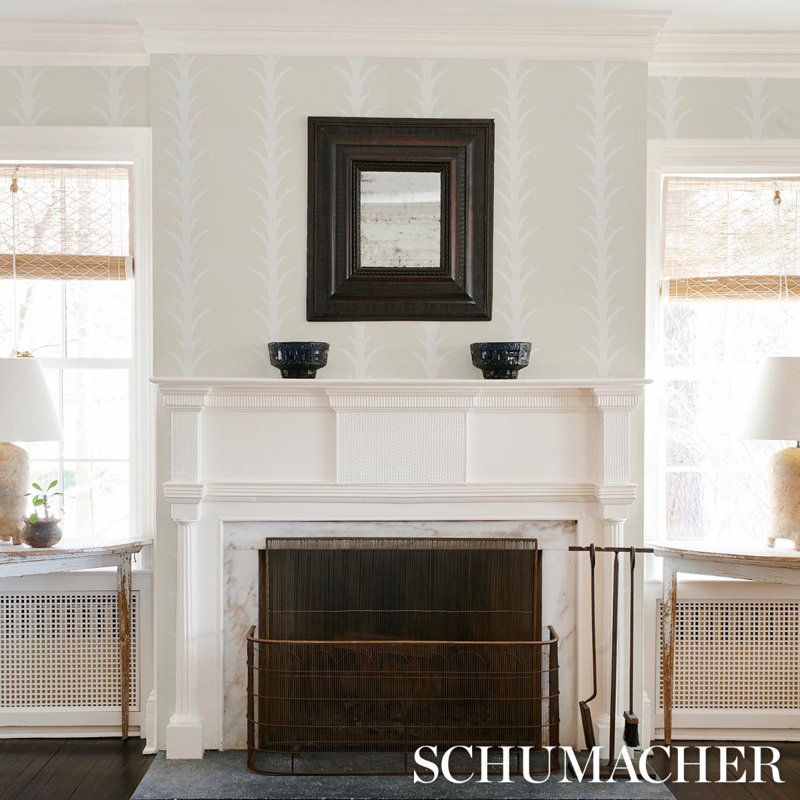 Acanthus Stripe Wallpaper, Ivory/Neutral