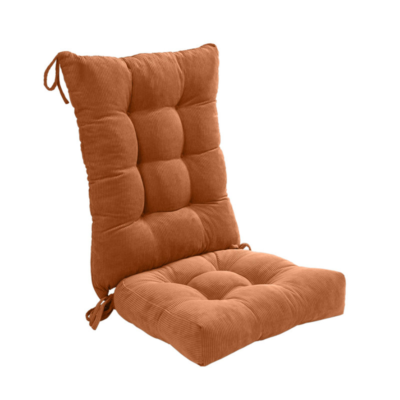  Coussin de chaise berçante antidérapante à fixation double - Coussin de siège et de dossier en velours côtelé rembourré de mousse à haut rebond pour bureau, chambre à coucher et véranda (kaki)