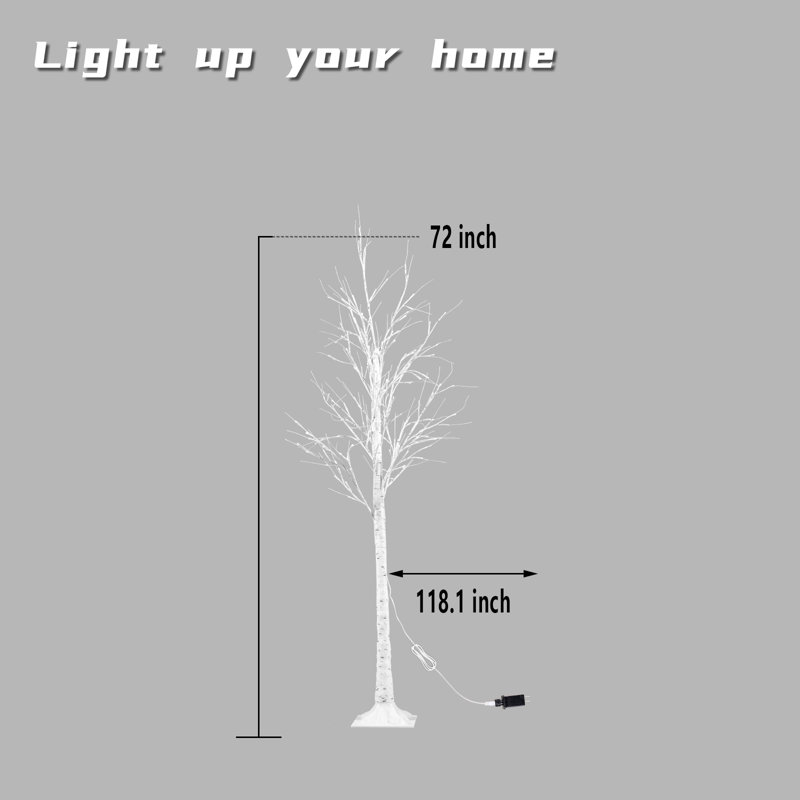 Arbres et branches à éclairage DEL, H 72 po x L 3,82 po x P 3,82 po