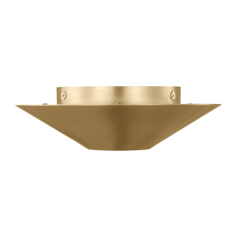 Sandblast Inside/clear Outside Glass Shade LED Flush Mount, Undefined, 2.5" H x 8.375" W x 8.375" D, Burnished Brass