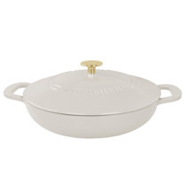 Valor 3.25 Qt. Arctic White Enameled Cast Iron Brazier / Casserole Dish  with Cover