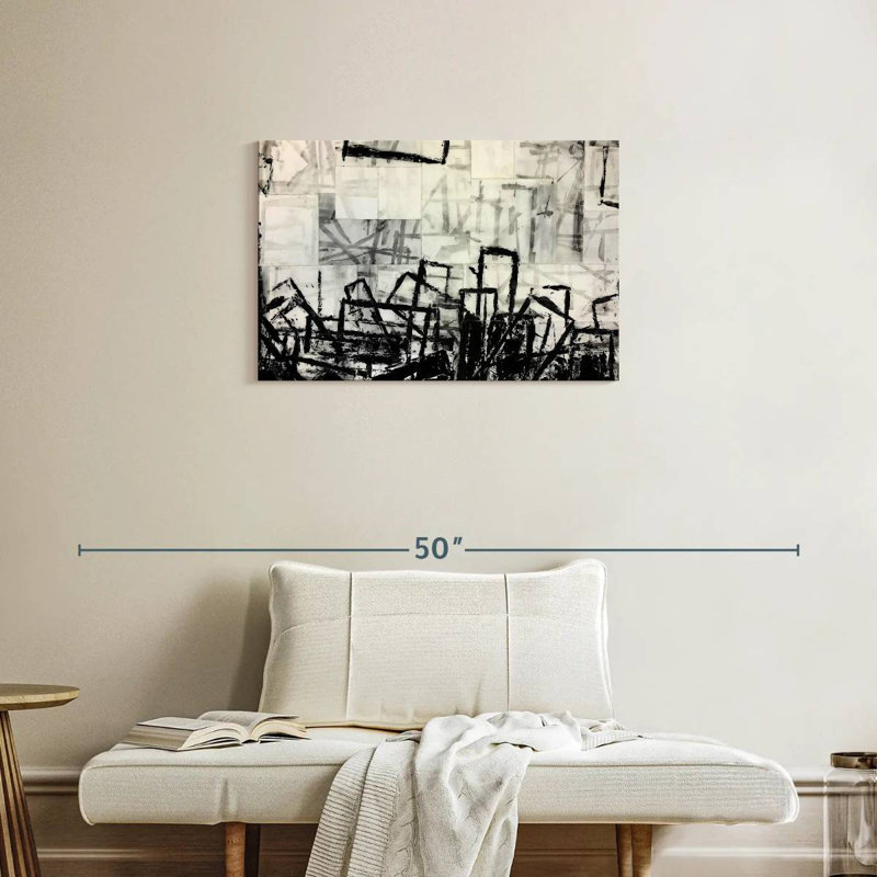 Avery abstrait noir et blanc, H 20 po x l 30 po