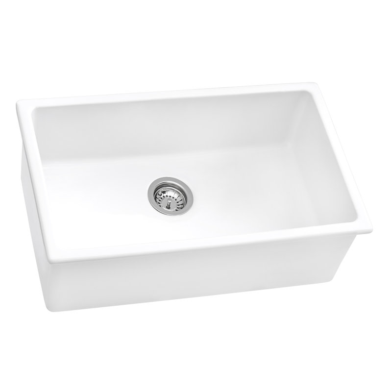 Ruvati 27-inch Fireclay Undermount / Drop-in Topmount Kitchen Sink Single Bowl, White