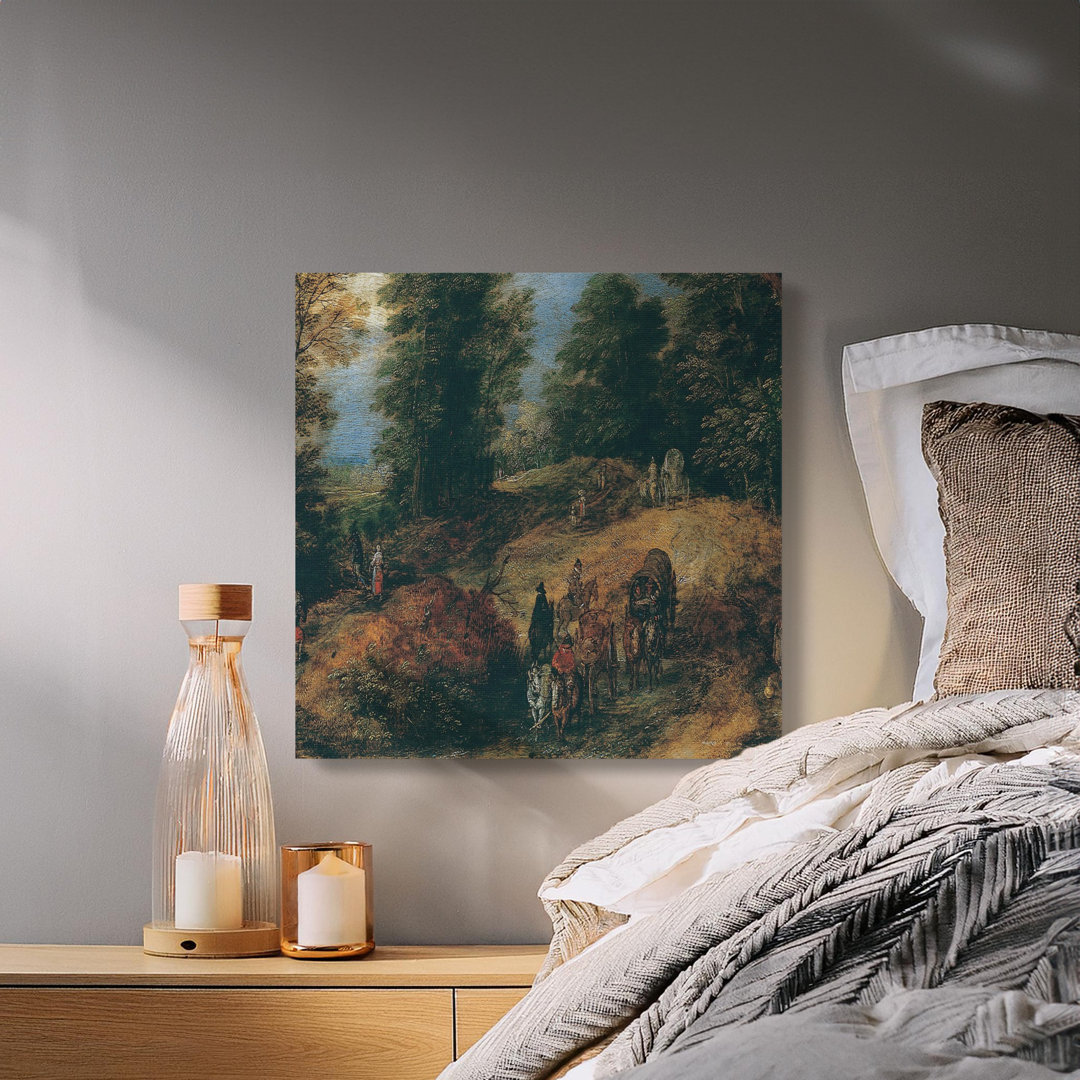 Vintage Forest Travelers Landscape Canvas Print