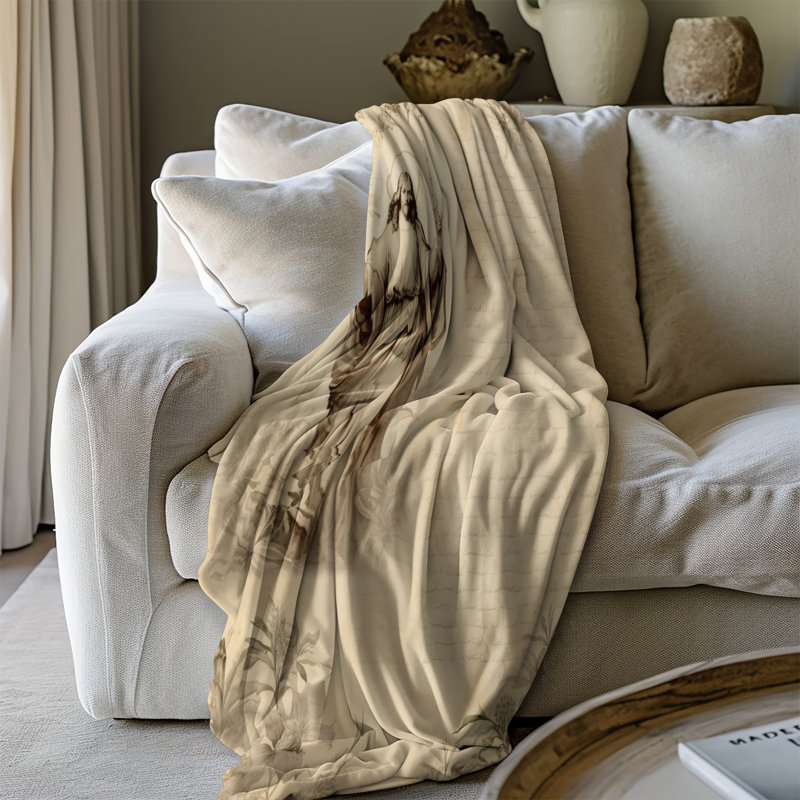«Whimsical Bloom Melody» - couverture en sherpa de qualité supérieure - reproduction d'art luxueuse, Grand lit