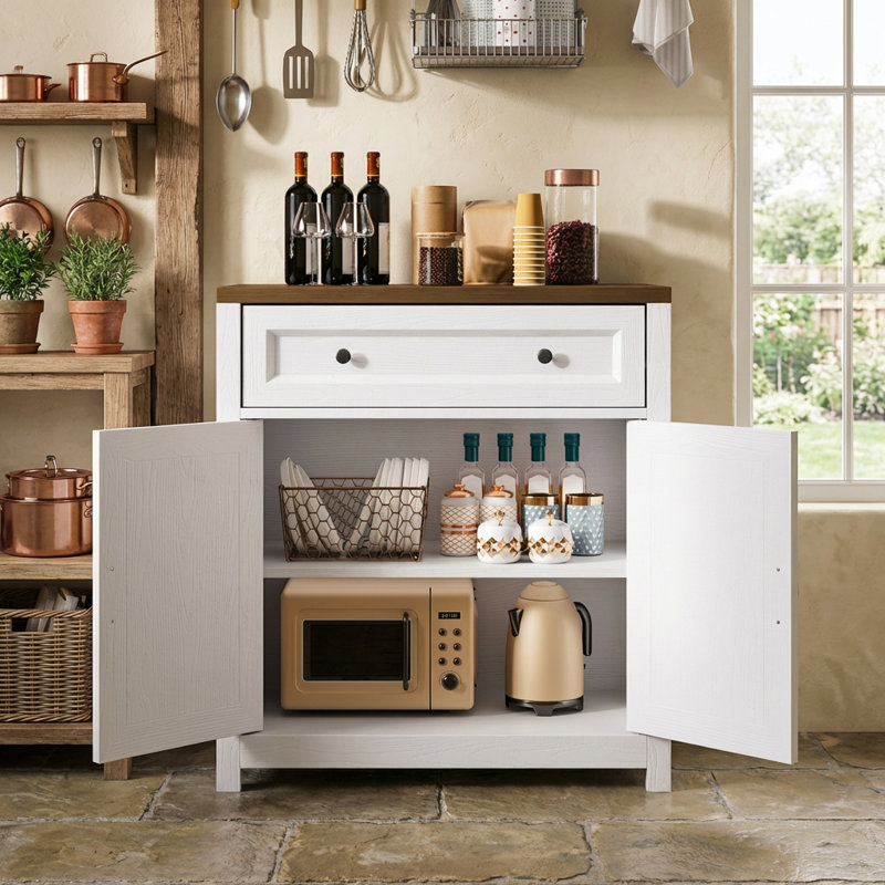 32'' Kitchen Storage Island with Drawer and Adjustable Shelf, R-1