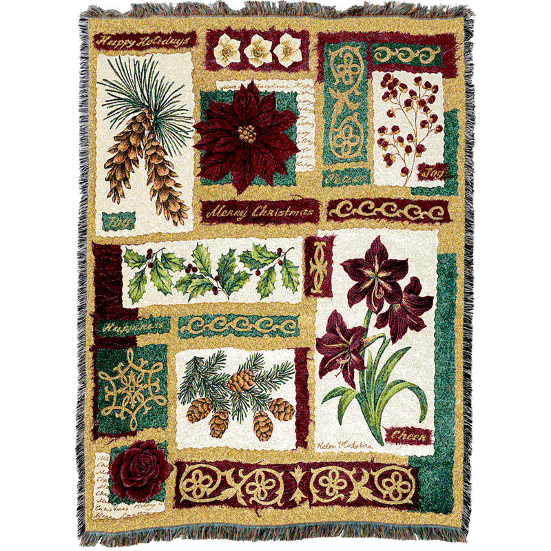 Pure Country Weavers Christmas Collage Blanket by Elena Vladykina - Gift Tapestry Throw Woven from Cotton - Made in The USA (72x54)