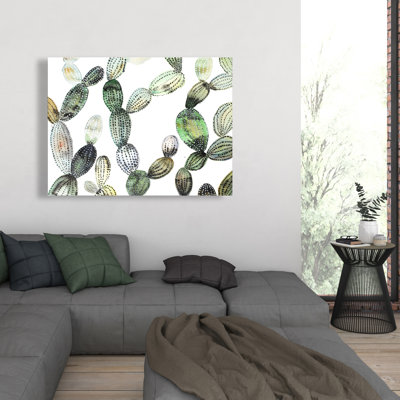 Pattern Opuntia Cactus - Floral Green Canvas for Home Decor