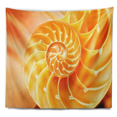 Polyester Yellow Nautilus Shell Tapestry with Hanging Accessories Included -  East Urban Home, 6A5E5C6D5D2D4A74AF60E8B0248EC1DD