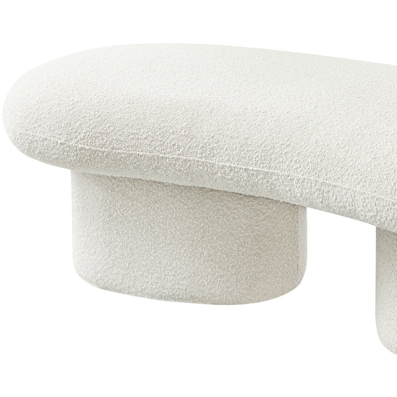 Anston 56" Ivory Boucle Upholstered Bench with Solid Wood Legs