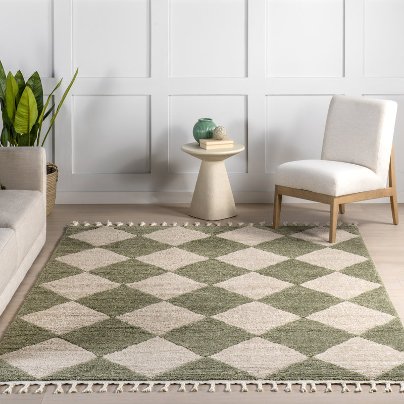 Fent High/Low Diamond Tassel Area Rug, Runner 2'8" x 8'
