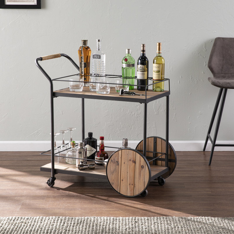 Chariot-bar en bois récupéré