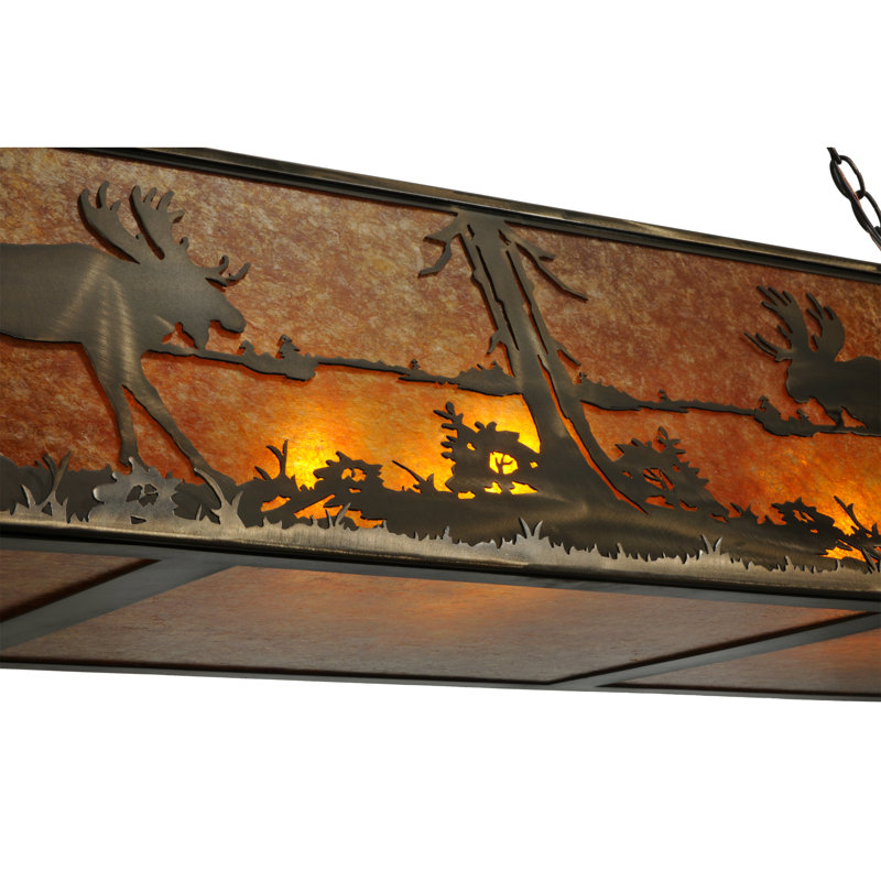 Luminaire suspendu géométrique 9 lumières pour table de billard Yamaguchi, Mica de couleur ambrée