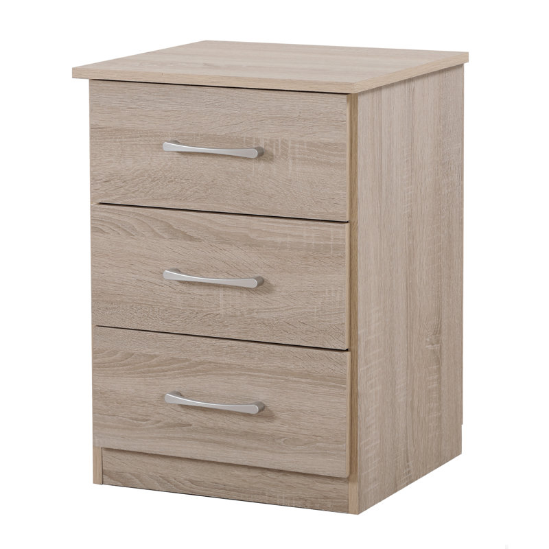  Contemporary Nightstand Bedside Table 3 Drawer Nightstand Modern Nightstand Night Table, Natural