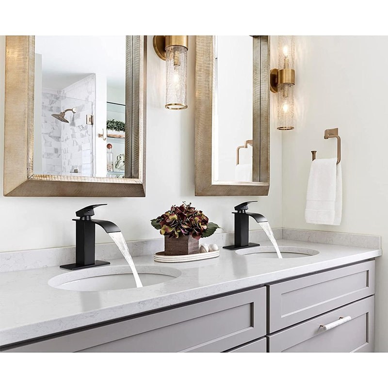 Bathroom Faucet Modern Waterfall Bathroom Sink Faucet With Single Handle Suitable For 1 Or 3 Holes,Supply Deck Plate And Hose