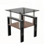 Ensemble 2 pièces table de bout et table basse en verre trempé moderne - gris / noir