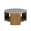 Table basse ronde avec matériaux mixtes avec tablette