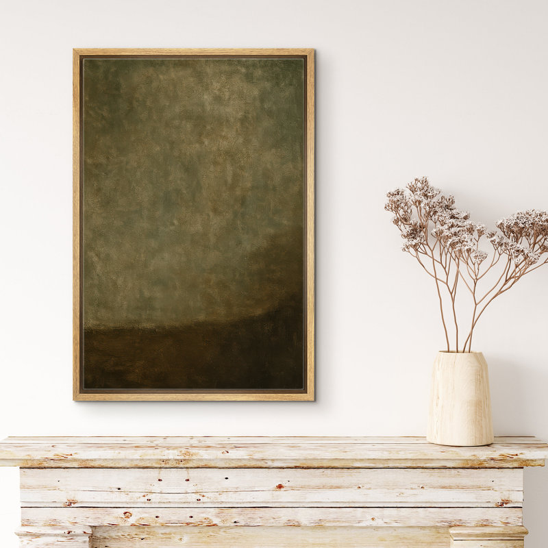 «Earthy Green Abstract Misty Art», reproduction d'art sur toile encadrée, H 36 po x l 24 po x P 1,5 po