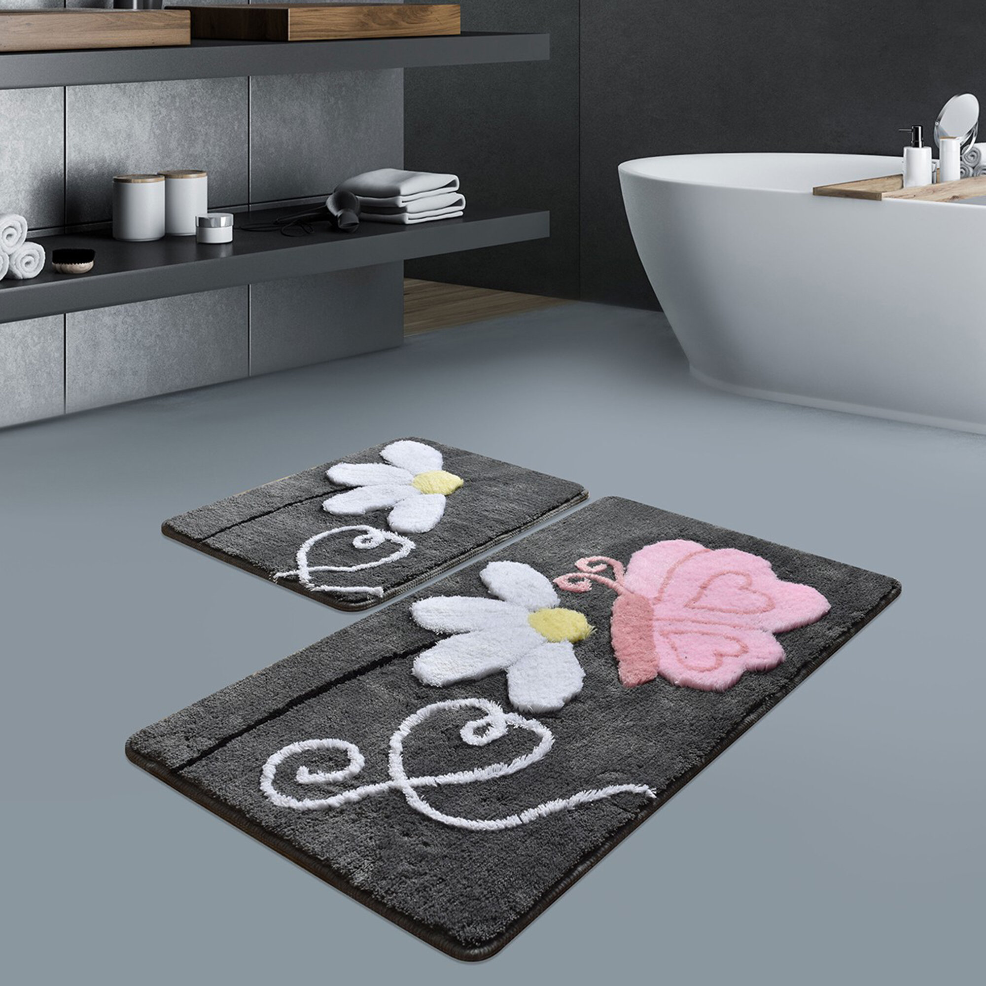 Bless international Bath Rug with Non-Slip Backing