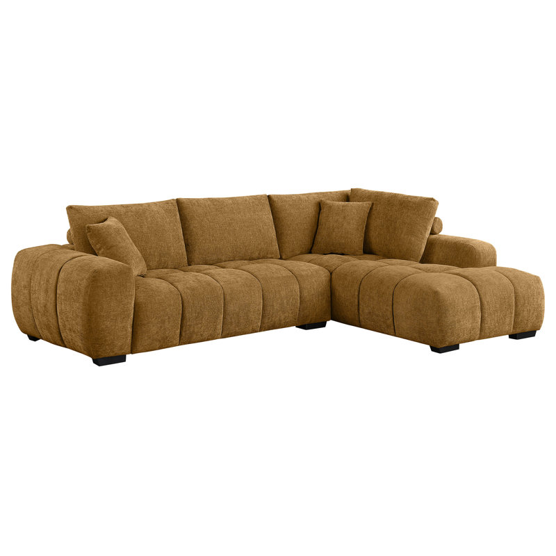 Canapé modulaire à méridienne rembourré Inverness, Tissu ambré