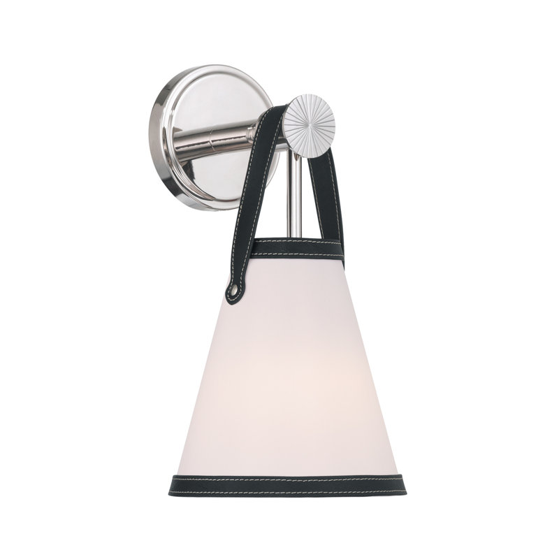 Libby Langdon Callahan 7.25'' Polished Nickel Sconce, White/Black, Nickel