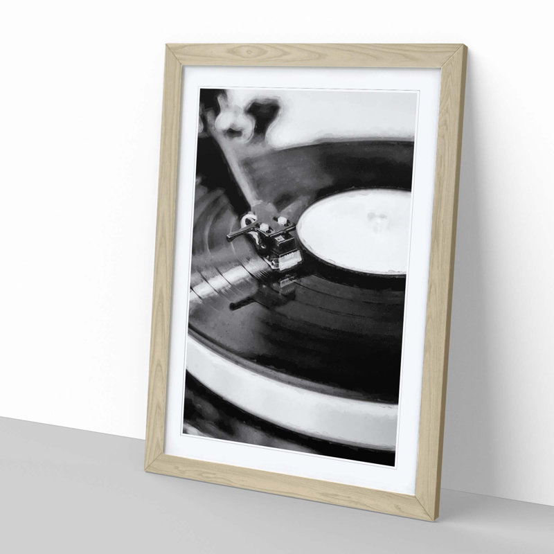 Vinyl Record Player - Framed Print, Oak, 76cm H x 50cm W x 2cm D