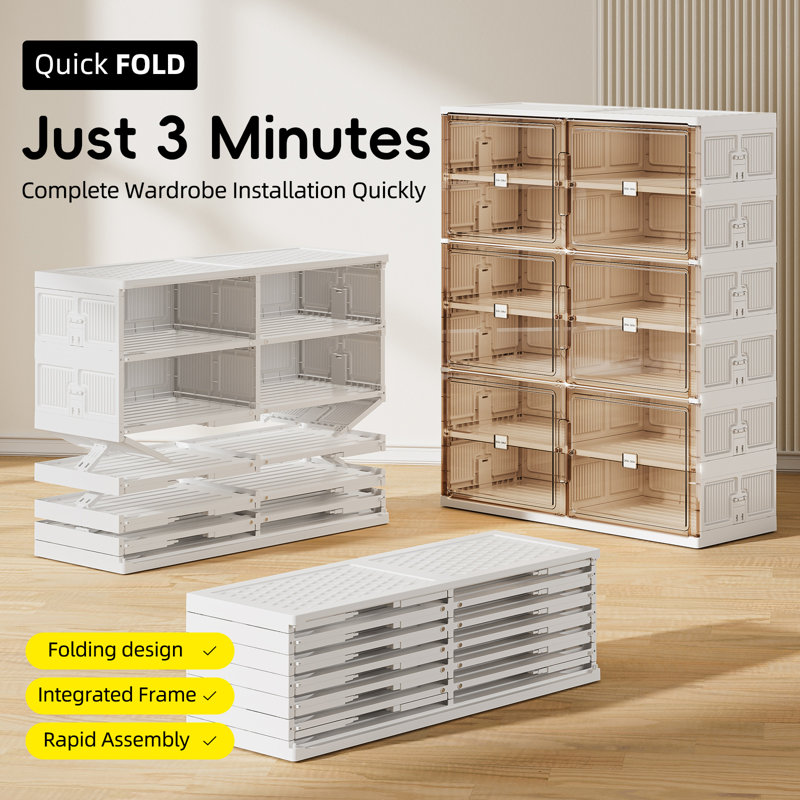 10 Tiers Foldable Shoe Rack Organizer Cabinet For Closet Entryway, Large Collapsible Shoe Storage Box With Magnetic Doors Fits Up To 40 Pairs