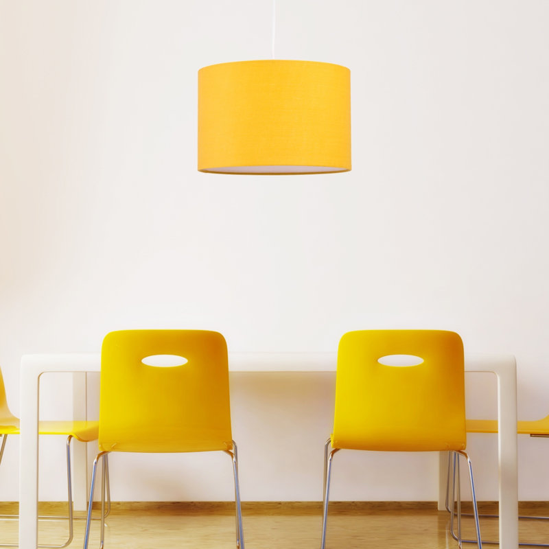 16cm H Cotton Drum Pendant Shade ( Uno ), Ochre