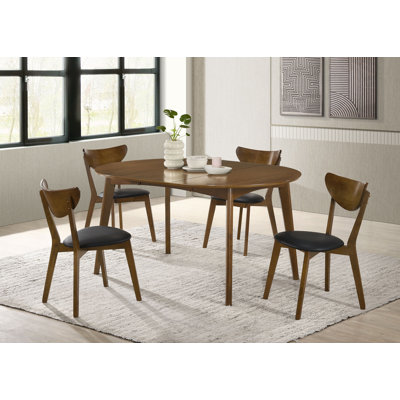 Kajah 5-piece Oval Dining Table Set Dark Walnut