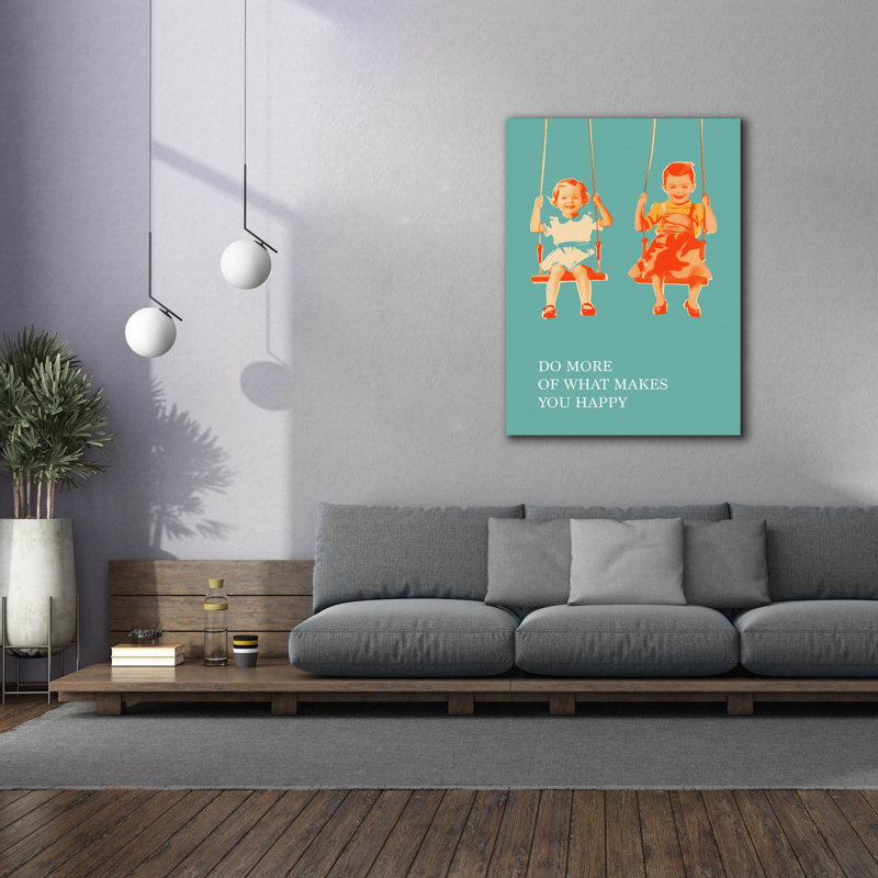 «Two Little Girls On Swings» par Andreas Magnusson, art mural sur toile, H 54 po x l 40 po x P 1,5 po