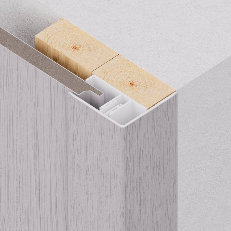 Ensemble de garniture en aluminium composite blanc fumée F 1,81 po x 2 po x 8 pi Alusions pour planche de 0,5 po.
