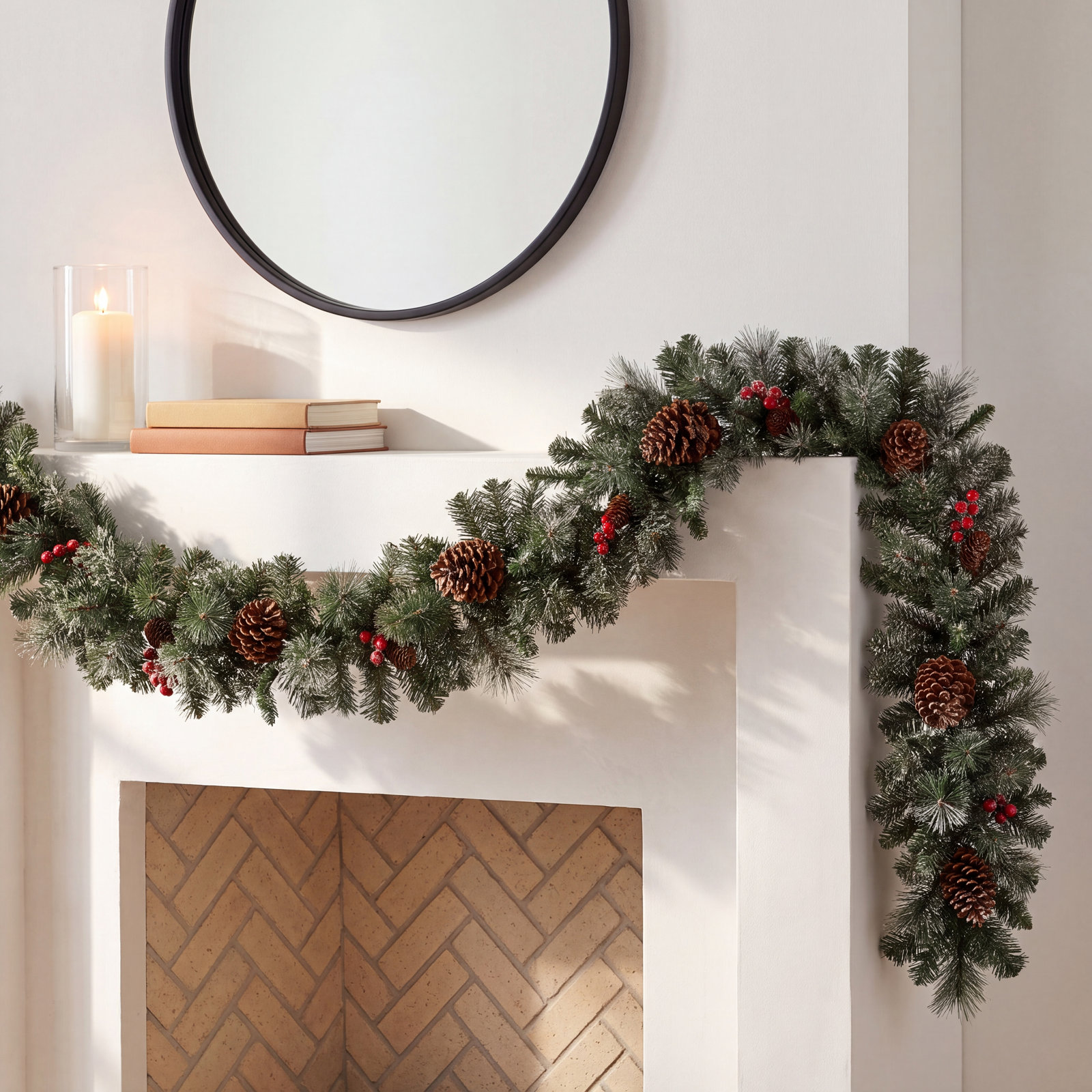 Soperton 9" Frosted Pre-Lit Christmas Garland