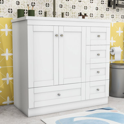  Meuble-lavabo en bois avec lavabo, portes et tiroirs de rangement