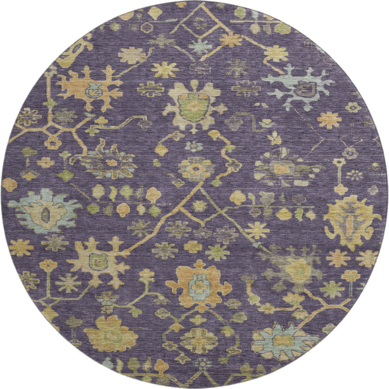 Premium Machine Washable Alaina AMF1930 Global Rug, Round 8'
