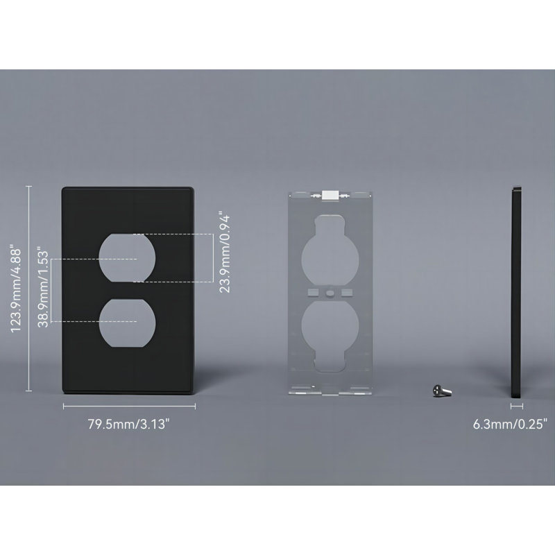 Sans objet 2 - plaque murale de sortie double en bande, Noir