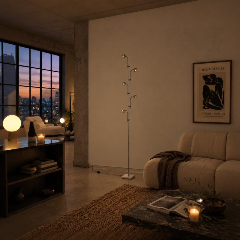 Lampe sur pied en polynescence