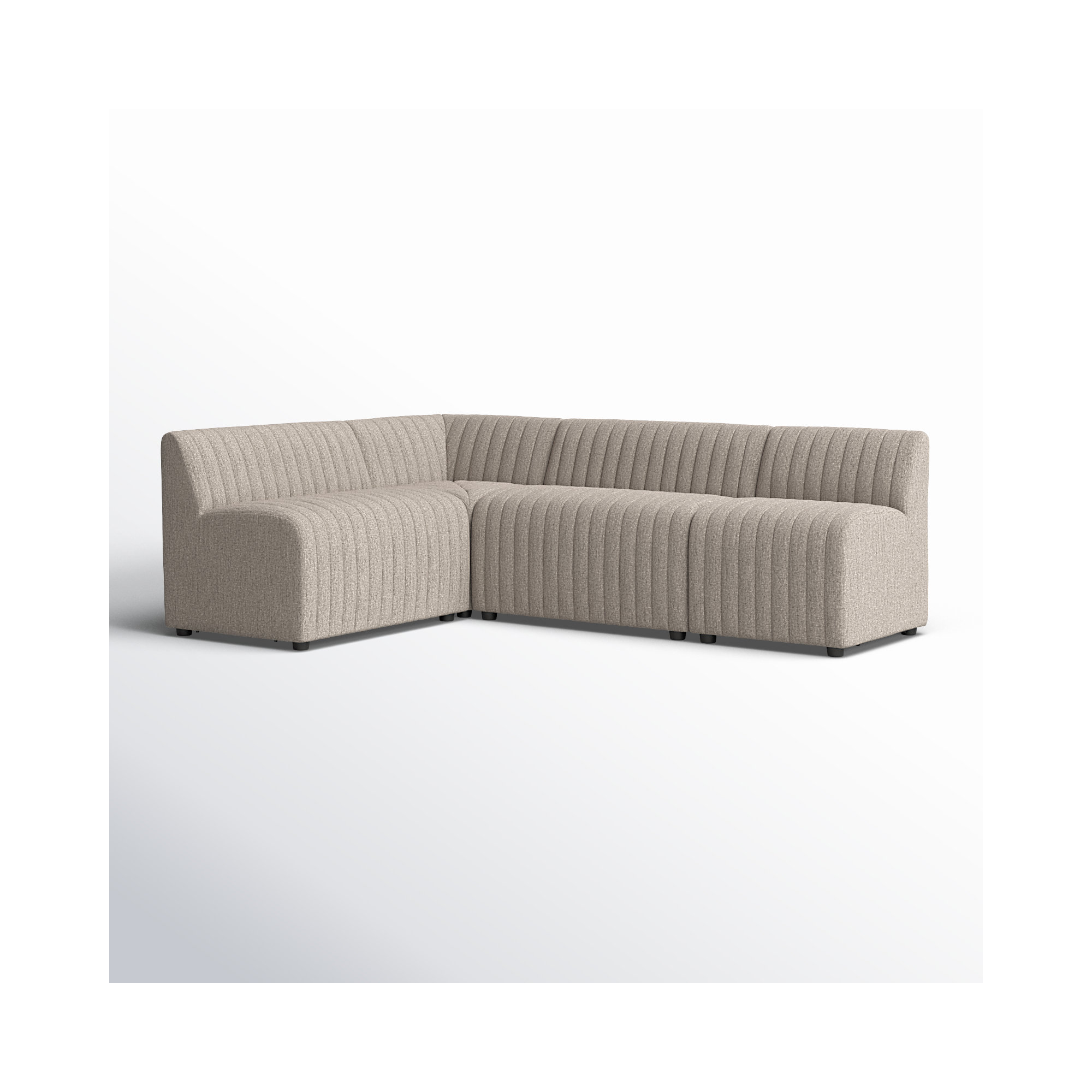 Brandt Modular Upholstered L-Sectional,  31.5" H x 91.5" W x 66.5" D, Beige Polyester