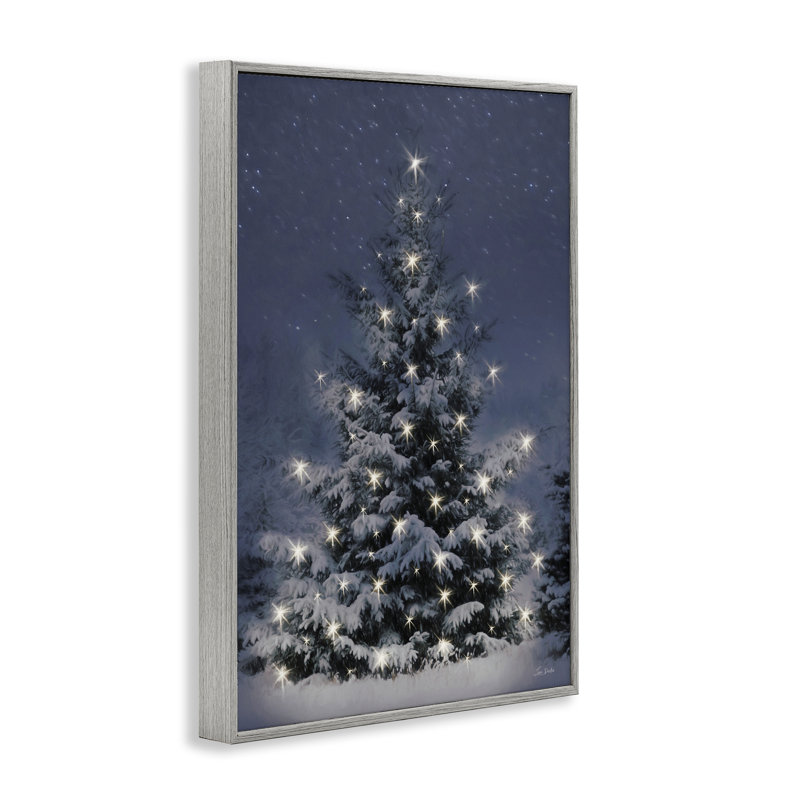 Arbre de Noël enneigé encadré, estampe numérique, conception par Lori Deiter, H 24 po x l 16 po, Estampe numérique Farmhouse