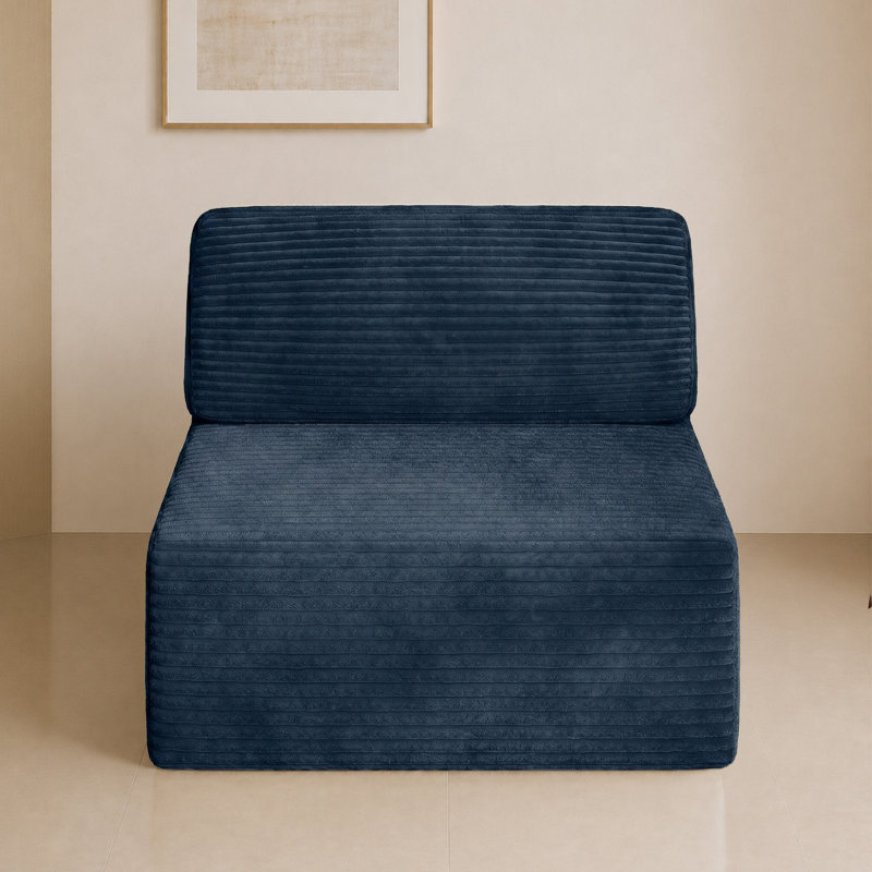 1 Seater Corduroy Sectional, Blue