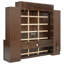Grand lit escamotable avec bureau et rangement, lit mural en bois peu encombrant avec armoires et tiroirs, brun foncé