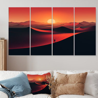 «Walk in the Sahara Desert At Sunset IV - Desert», ensemble de 4 pièces d'art mural