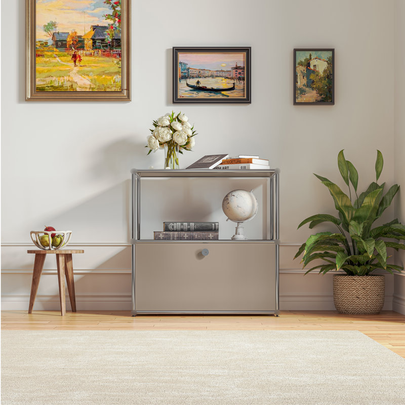 Rangement avec table de chevet et classeur, Marron clair
